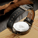 OULM 9591 Casual Style Creative Wrist Watch Dual Time Zones Leather Strap Quartz Watches