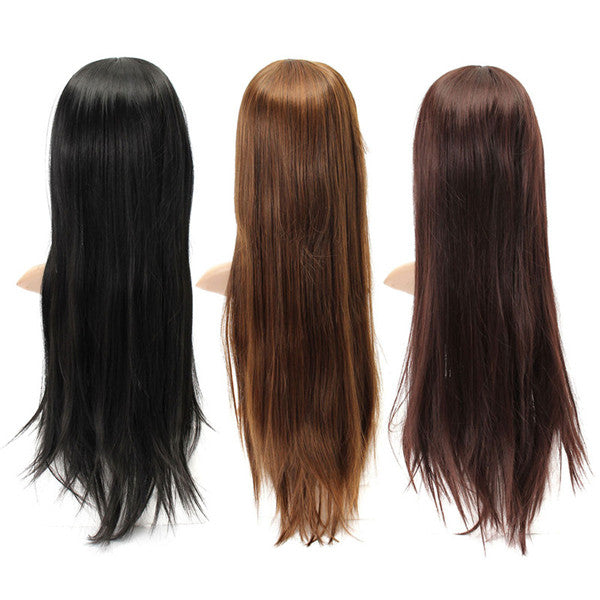 Charming Fluffy Straight Wig High-Temperature Fiber Natural Long Hair Full Wigs Party 3 Colors Cute