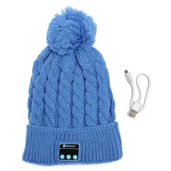 Warm Soft Beanie Hat Wireless bluetooth Smart Cap Headphone with Mic