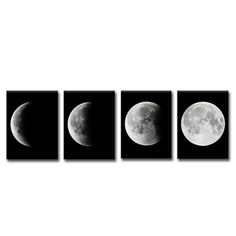Miico Hand Painted Four Combination Decorative Paintings Gradient Moonlight Wall Art For Home Decoration