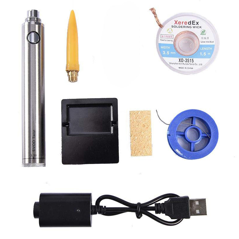 5V 8W Mini Solder Iron Pen Welding Tool Set USB Charging Soldering Iron with Strong Suction Tin Line Tin Wire Rosin Soldering Stand Sponge