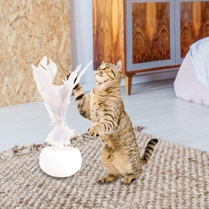 Yani-36 Cat Electric Rotating Toy Feather Tumbler Ball Pet Toys Funny Pet Interactive Training Automatic Rotating Cat Play Teaser Plate
