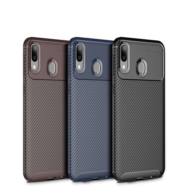 Bakeey Protective Case For Samsung Galaxy M20 2019 Carbon Fiber Fingerprint Resistant Soft TPU Back Cover