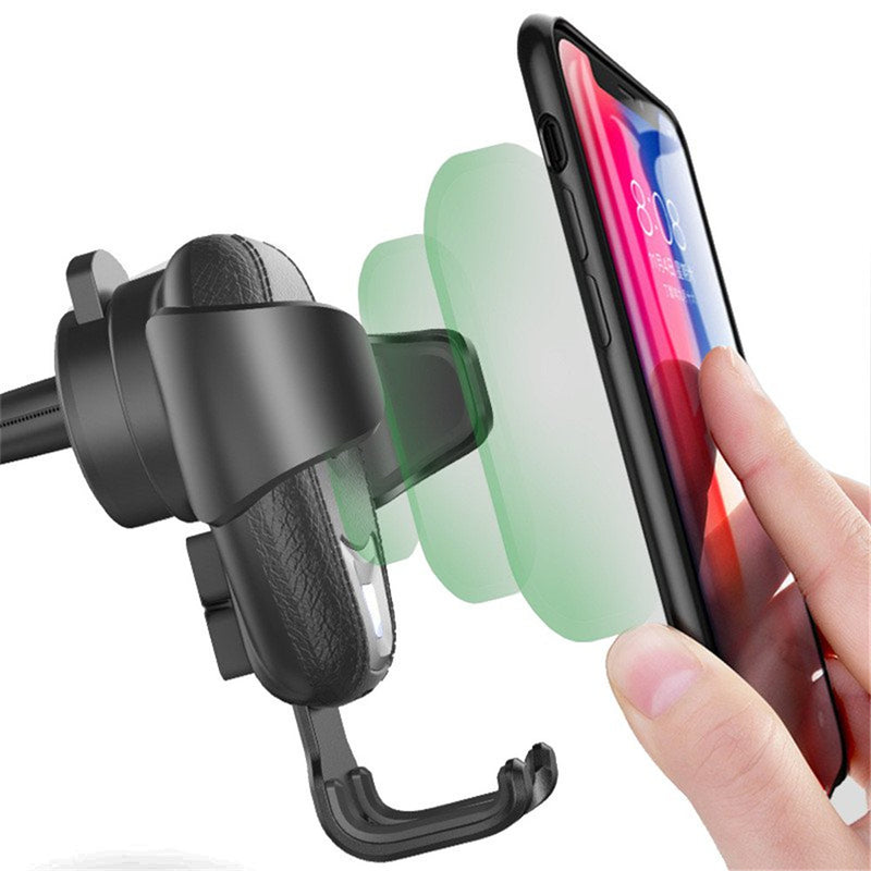 Universal 10W Qi Wireless Fast Charger Gravity Linkage Auto Lock Car Stand Phone Holder for iPhone X Xs