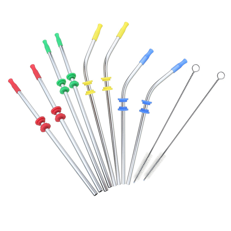 Reusable Drinking Straw Stainless Steel Drink Straws Cleaning Brushes Set with Silicone head