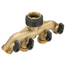 3/4 Inch 4 Way Brass Hose Faucet Manifold Water Segregator Garden Tap Connector Splitter Switcher Control Shut Off Valve