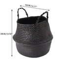 Black Seagrass Belly Basket Storage Holder Plant Pot Bag Home Decoration Storage Baskets
