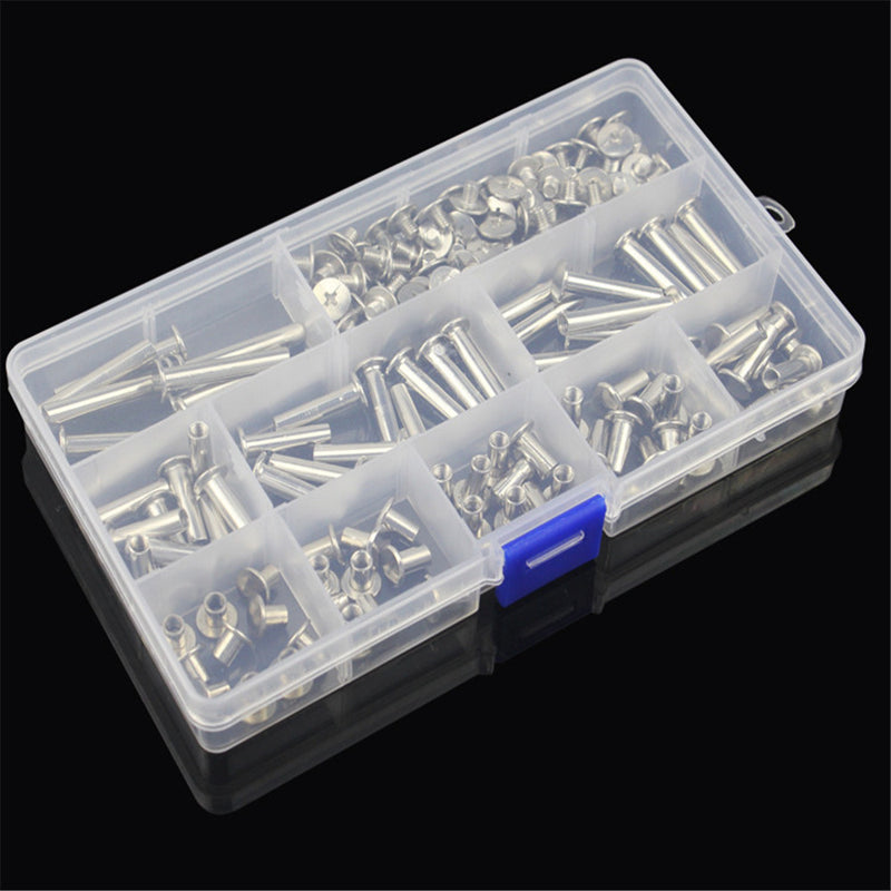 90 Sets M5 6-30mm Nickel Plating Phillips Chicago Binding Posts Stud Screws Rivet Button Bookbinding