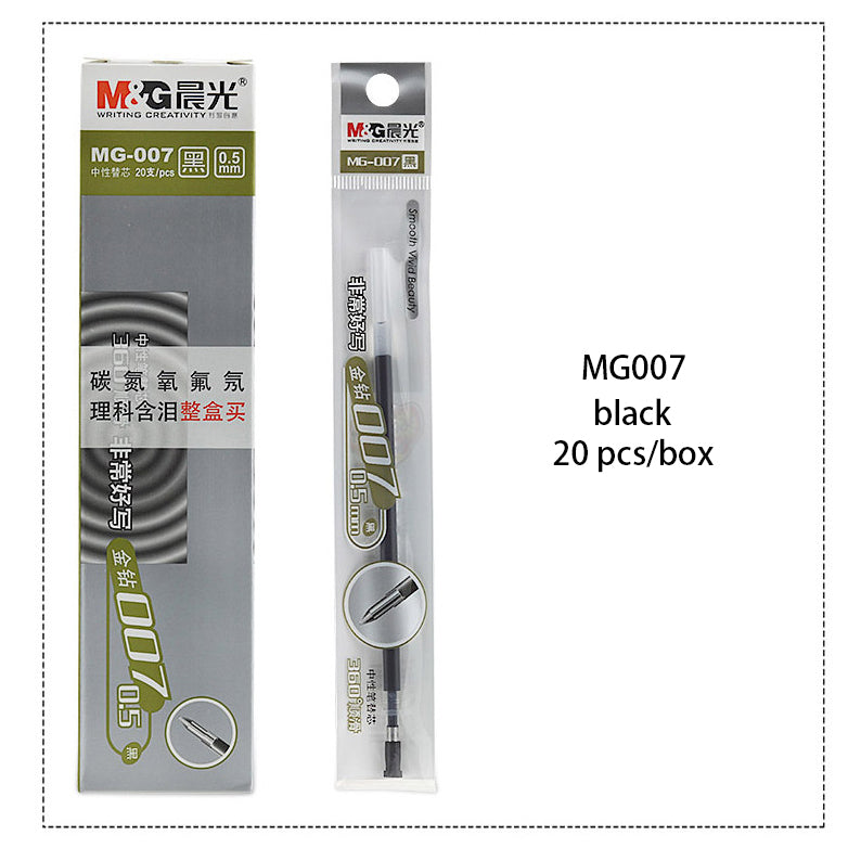 M&G MG007 20 Pcs/box Gel Pen Refill Office Signature Rods Red Blue Black Ink Refill Office School Stationery Writing Supplies