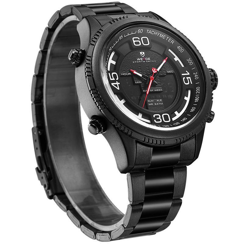 WEIDE 6306 Dual Display Digital Watch Alarm Calendar Luminous Display Stainless Steel Sport Watch