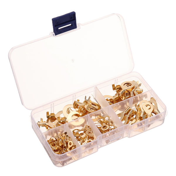 150pcs Ring Type Gold Terminals Golden Brass Non-insulated Crimp Terminals Connectors 3.2mm-10.2mm Cable Wire Connectors