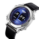 SKMEI 1519 Creative Rolling Time Display Leather Strap 30M Waterproof Men Watch Quartz Watch