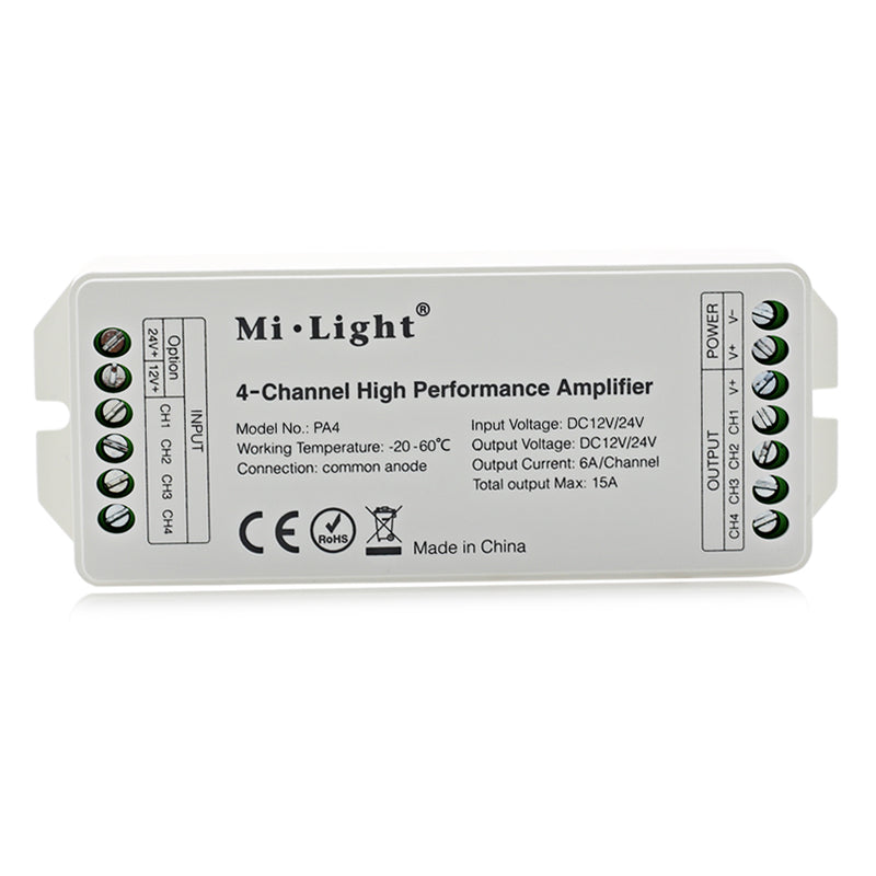 Mi Light DC12V-24V PA4 4-Channels RGB RGBW LED Amplifier Controller for LED Strips