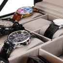 9 Grids Glass Watch Storage Box PU Leather Solid Wooden Case Dispaly Glasses Box
