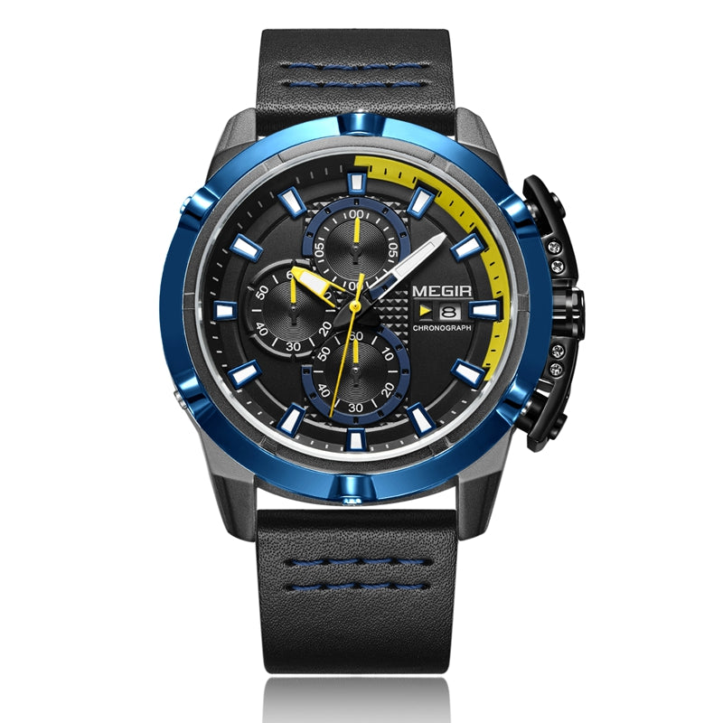 MEGIR 2062 Men Watch Sport Creative Chronograph Luminous Male Quartz Wrist Watch