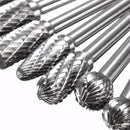 8pcs 1/4 Inch Shank Double Cut Carbide Rotary Burr Die Grinder Grinding Head Bit Tool Set