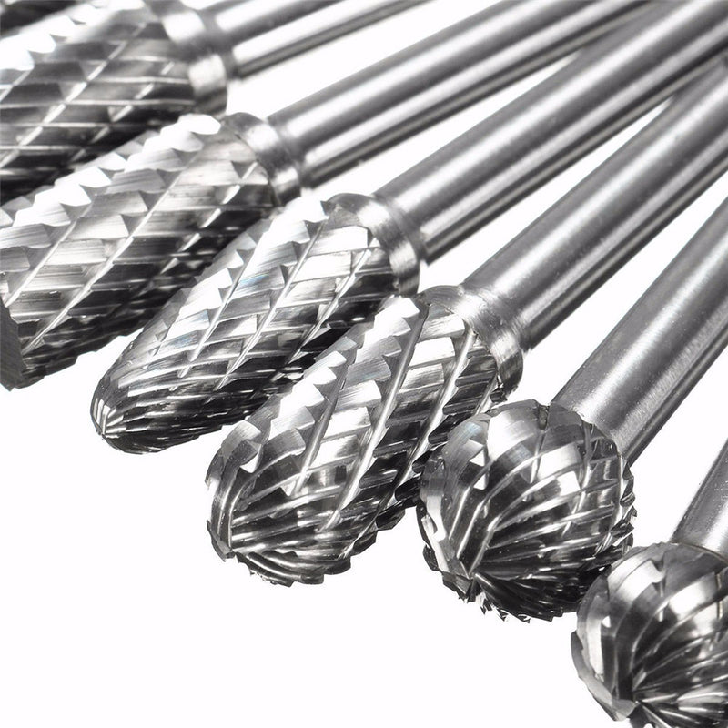 8pcs 1/4 Inch Shank Double Cut Carbide Rotary Burr Die Grinder Grinding Head Bit Tool Set