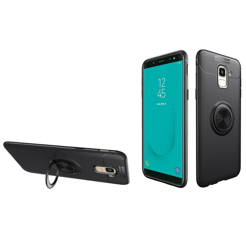 C-KU 360 Rotating Ring Grip Kicktand Protective Case For Samsung Galaxy J6 2018