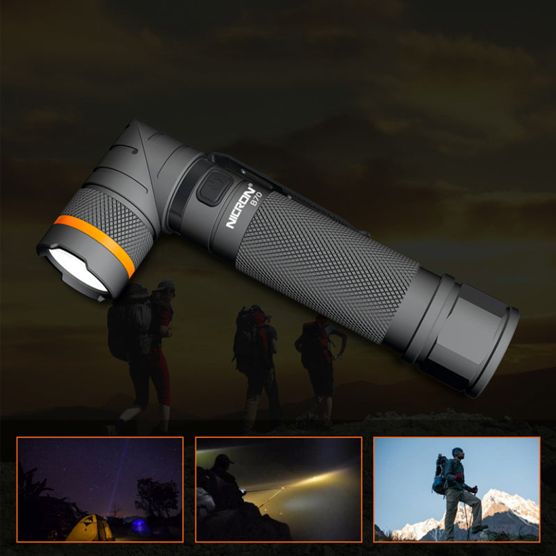 NICRON B70 800lm Flashlight Magnet 90 Waterproof 4 Modes Zoomable LED Work Lamp Camping Hunting Emergency Lantern