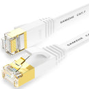 SAMZHE 1~10M CAT7 STP 10Gbps White Flat RJ45 Ethernet Patch Cable Networking LAN Cable