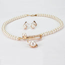 Elegant Pearl Rhinestone Jewelry Set 1 Pair Earrings 1 Pcs Necklace Women Jewelry Set