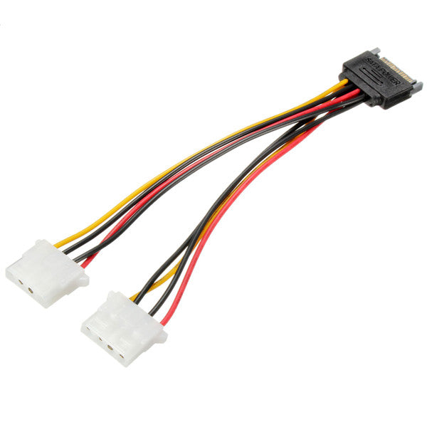 SATA 15 Pin to Dual 4 Pin Power Adaptor SATA Y Splitter Cable Power Supply Cable
