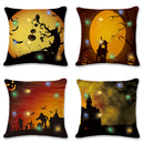 18'' LED Lights Halloween Pumpkin Cushion Cover Square Pillow Case Sofa Decor