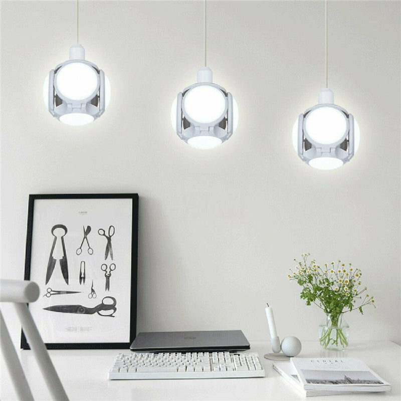 E27 40W 6500K Football Shape UFO LED Garage Light Bulb Deformable Ceiling Fixture Shop Workshop Lamp AC85-265V