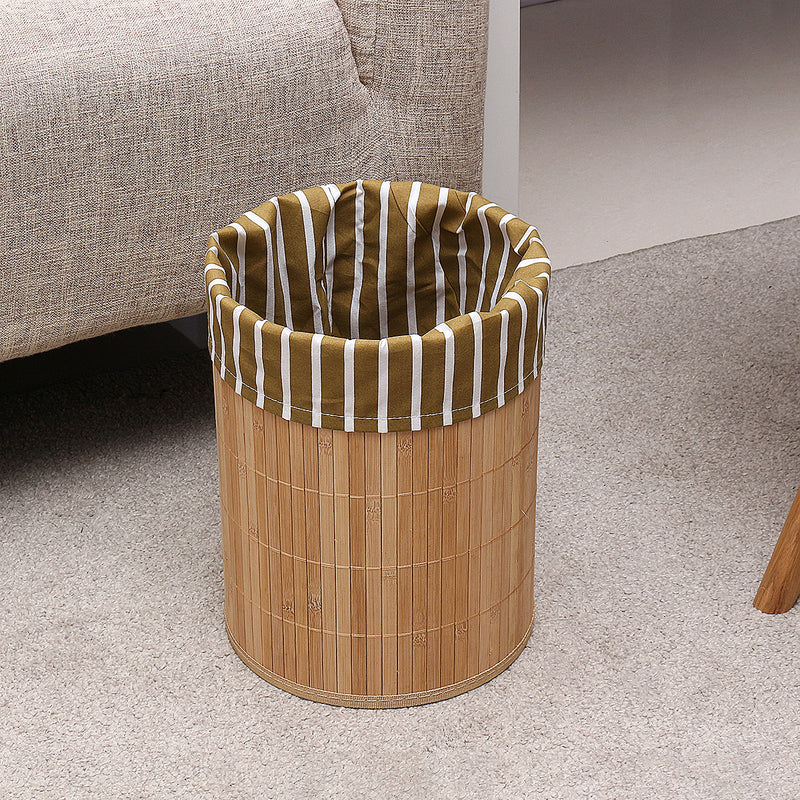 Bamboo Trash Can Foldable Wastebasket Garbage Can Waste Bins for Office Study Bathroom Living Room