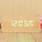 USB Voice Control Wooden Wooden Rectangle Temperature LED Digital Alarm Clock Humidity Thermometer