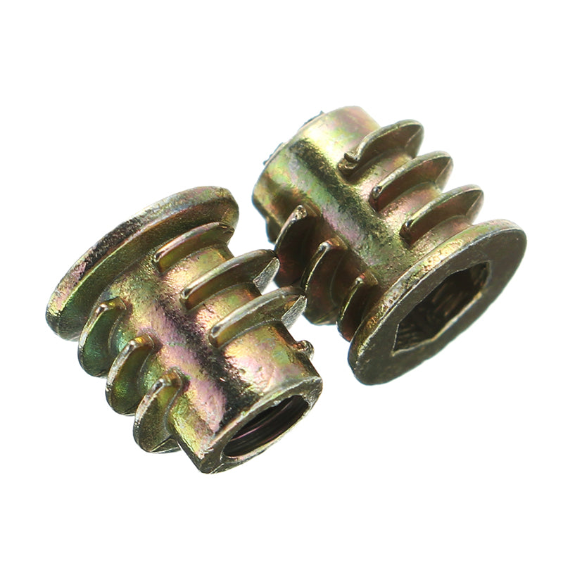 Suleve M8ZN1 50Pcs M8 Zinc Alloy Wood Furniture Hex Socket Drive Head Screw-in Threaded Insert Nut 13-30mm