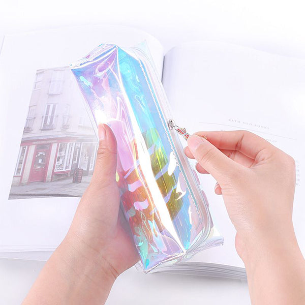 Cool Laser Transparent Color Pencil Bag PVC Waterproof Cosmetic Bag