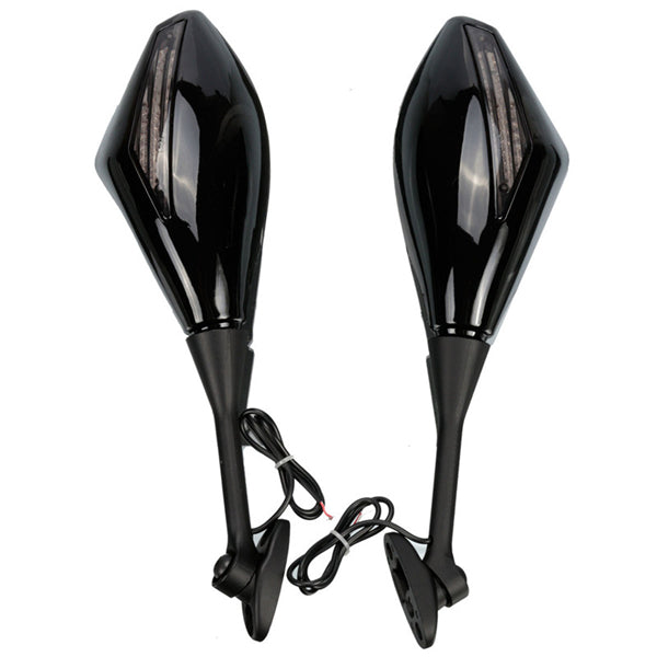Blue Design LED Turning Signal Mirrors For Honda Suzuki Kawasaki Ducati