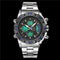 STRYVE S8018 Men Full Steel Waterproof Date Week Chrono Alarm Clock Dual Display Digital Watch