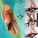 Men Leather Flip Flops Thick Bottom Comfortable Beach Can Be Immersed In Seawater Durable Sandals