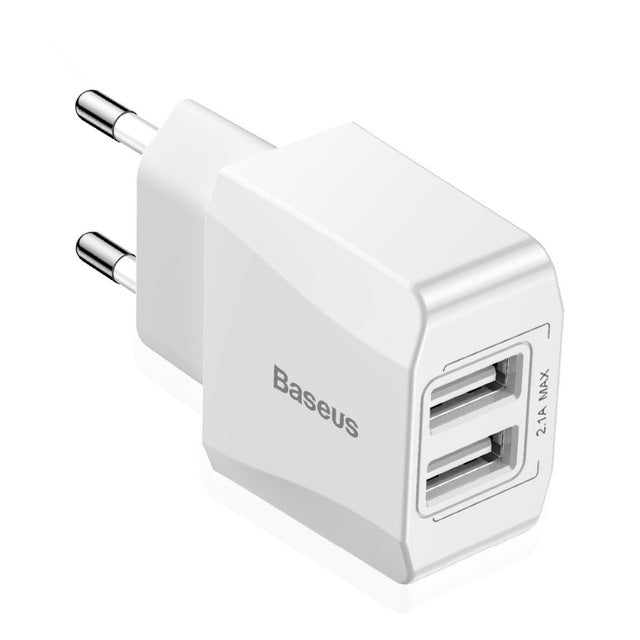 Baseus Mini 5V 2.1A Mini Dual USB EU Plug Travel Wall Charger For iPhone X 8 Samsung Xiaomi