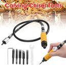 Drillpro Wood Carving Chisel with 5 Carving Blades and Rotary Shaft for Woodworking Carving Machine Tool