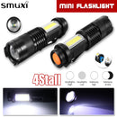 Mini T6 COB LED Flashlight Torch USB Lamp Zoomable Penlight 14500 4 Mode