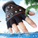 FAITH PRO Hunting Sports Tactical Half Finger Leather Cooler Motorcycle Bike Anti Skid Gloves
