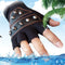 FAITH PRO Hunting Sports Tactical Half Finger Leather Cooler Motorcycle Bike Anti Skid Gloves