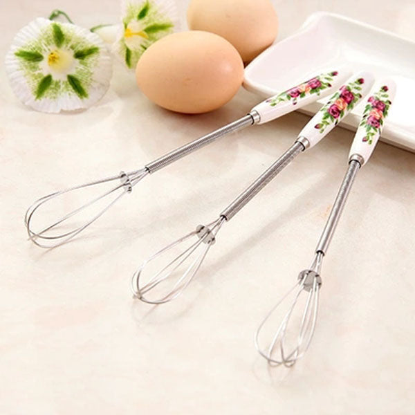 Mini Ceramic Handle Egg Beater Stirrer Hand Mixer Whisk Kitchen Accessories