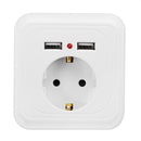 Excellway 250V 2.4A Dual USB Ports Wall Socket Switch Charger EU Plug Mount Power Adapter Outlet Panel