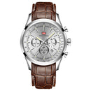 MINI FOCUS MF0116G Leather Business Chronograph Calendar Waterproof Men Watch Quartz Watch