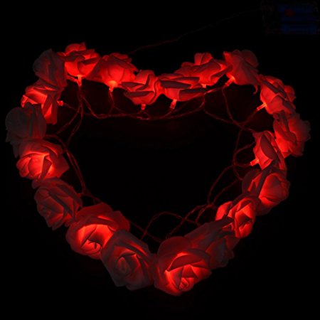 Battery Powered 20LEDs Red Purple Rose Flower Indoor Fairy String Light for Christmas Wedding Patio