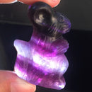 2" Hand Carved Rainbow Fluorite Squirrel Natural Quartz Crystal Skull Healing Decorations