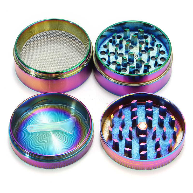 2 Inch 4 Piece Rainbow Spice Grinder Smoke Crusher Metal Herb Grinder Zinc Alloy
