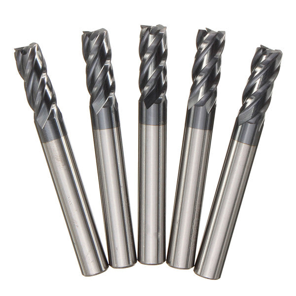 5pcs 6mm Head 4 Flute Tungsten Steel End Mill Cutter