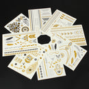 8Pcs Temporary Metallic Tattoo Stickers Gold Silver Flash Tattoos Flash Inspired Jewelry