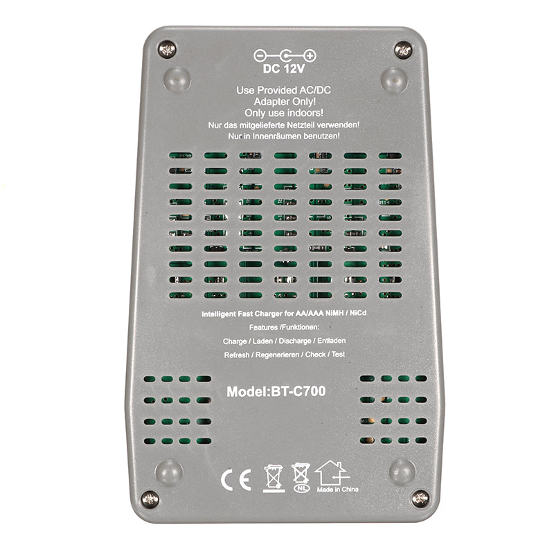 Opus BT-C700 12V LCD Display 4slots AA AAA NiMH NiCd Rechargeable Battery Charger
