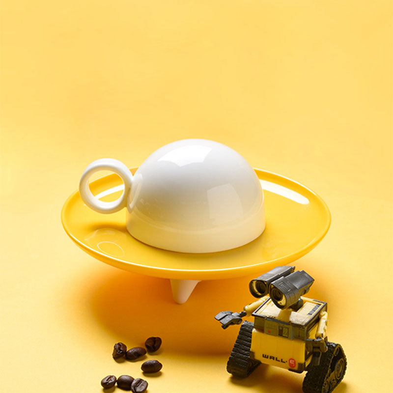 KISS KISS FISH UFO Flying Stack Cup Set Creative Fun Home Drinking Tools Ceramic Cup Set With Plate